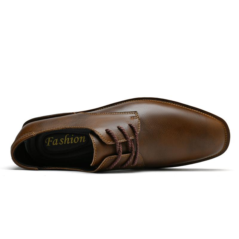Fashion Fashion Flats Business Oxfords for Men Classic Office Dress Footwear Lace-Up Men's Walking Shoes Genuine Leather Casual Shoe