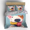 Playful Dog Art Decor Set Bedding Set with 1 Duvet Cover 2 Pillowcases Single Double King Queen, Gift