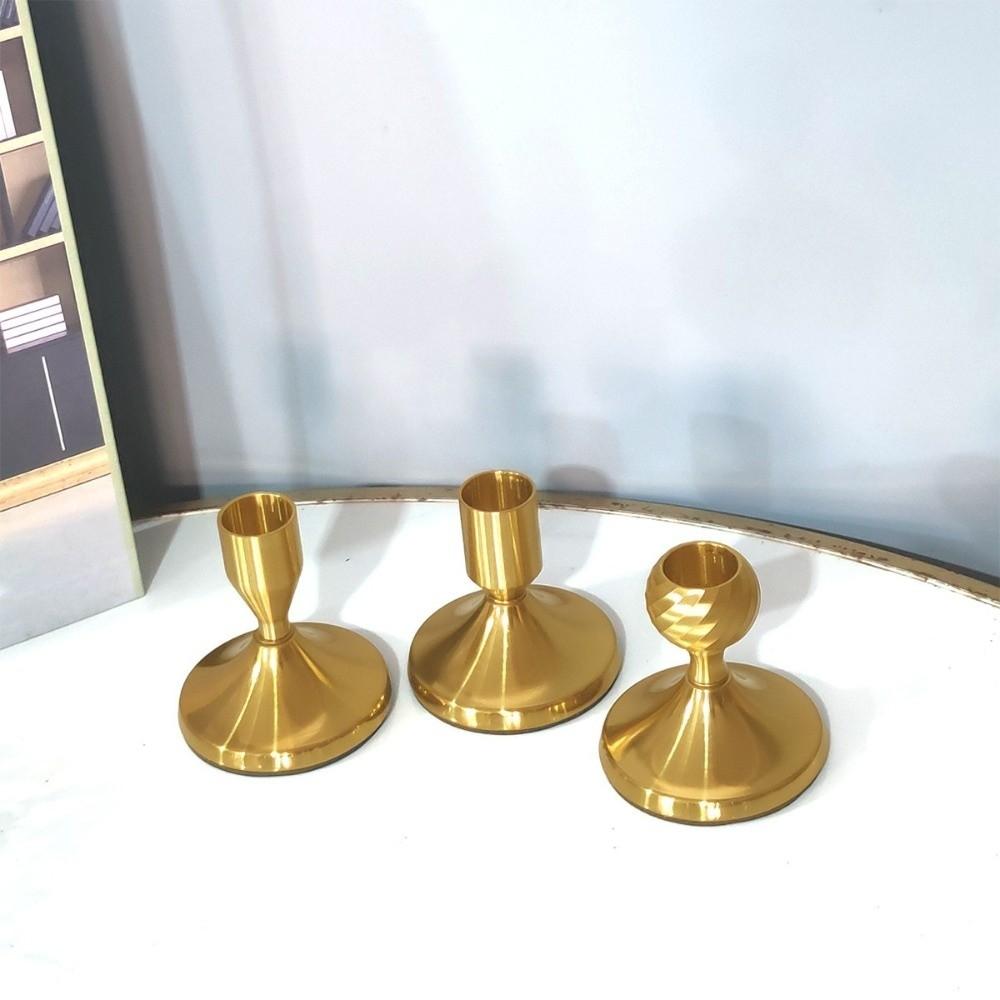 2PCS Vintage Style Candlestick Holders Metal Construction Durable Short Candle Holders Decorative Candle Stick Holders