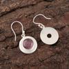 Purple Cat's Eye 925 Fine Silver Gemstone Jewelry Handmade Round Earrings 1.40" EE-4-47