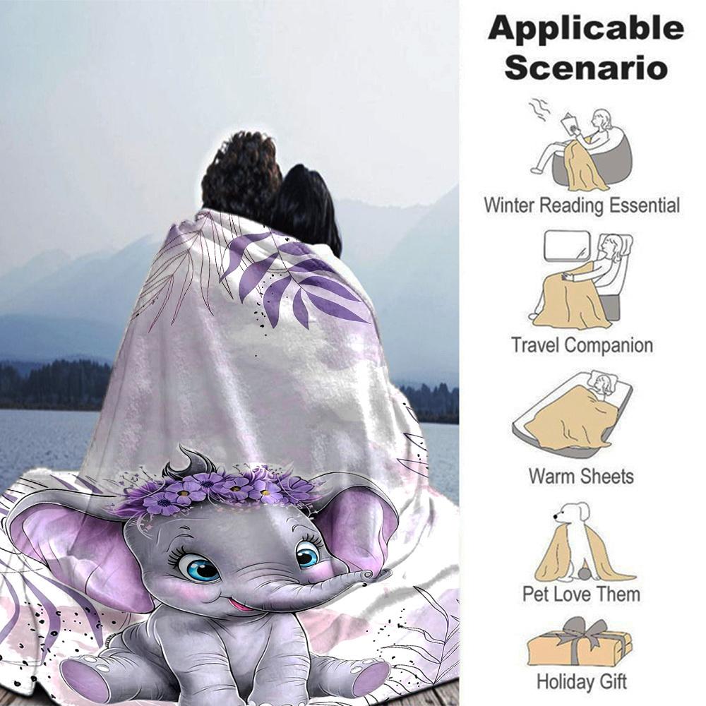 1 pezzo Coperta con Nome Elefante Leggera Coperta in Flanella per Divano Letto Viaggio Campeggio Soggiorno Ufficio Divano Sedia