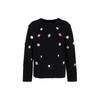 Ss24 Crystal Embellished Round Neck Pullover Loose Casual Sweatshirt Women Sweatshirt Black 3D2M6E-2JVTZ-0999
