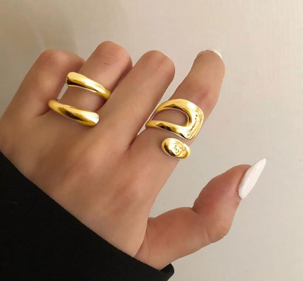 

Retro Creative Flower Rhinestone Design Rings Set For Women Fashion Elegant Simple Pearl Geometric Thick Ring Daily Date Jewelry