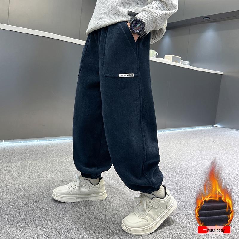 Boys  Thickened Fleece-Lined Corduroy Pants - New 2025 Autumn/Winter Collection 150cm