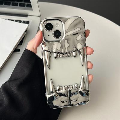 Coque de téléphone creuse 3D électroplaquée dents de tigre pour iPhone 16 15 14 Plus 13 12 11 Pro Max Luxe Antichoc Protection Housse Souple