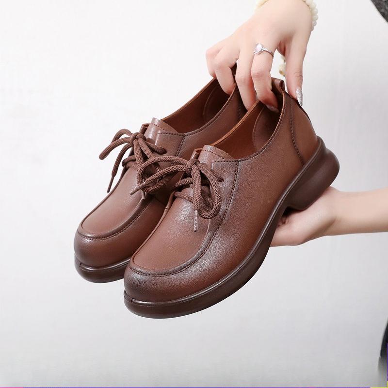 Non-slip Work Shoes, Women's Black Leather Shoes, Comfortable Mother Shoes, Single Shoes, Flat Shoes