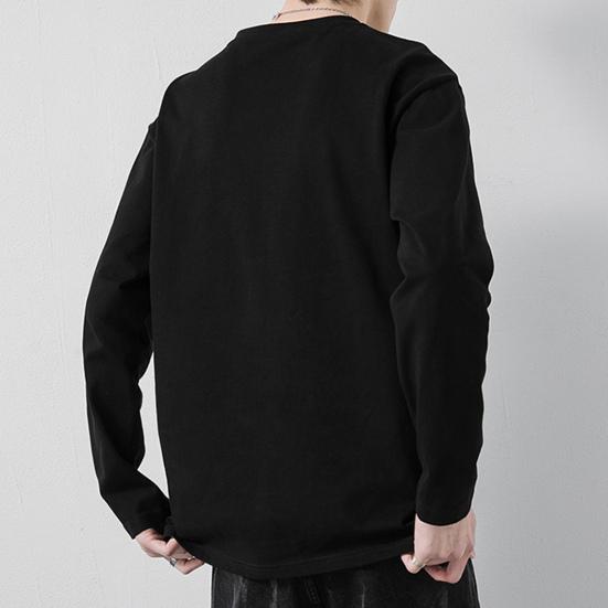 Mannen T-shirt Lange Mouwen Ronde Hals Vochtafvoerend Normale pasvorm Casual Lente Herfst Effen Kleur Mannelijke Basic Trui Top streetwear
