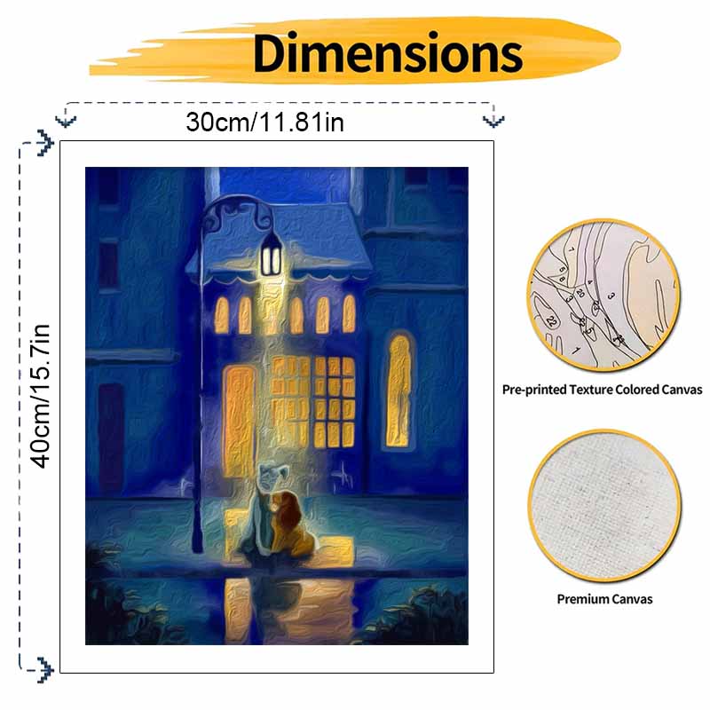 Disney Lady and the Tramp Digital Oil Painting Art Kit DIY Handmade Home Decoration Gift