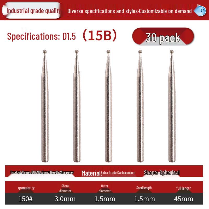 Diamond 3mm Shank Spherical Grinding Head for Jade Carving & Metal Mold Processing