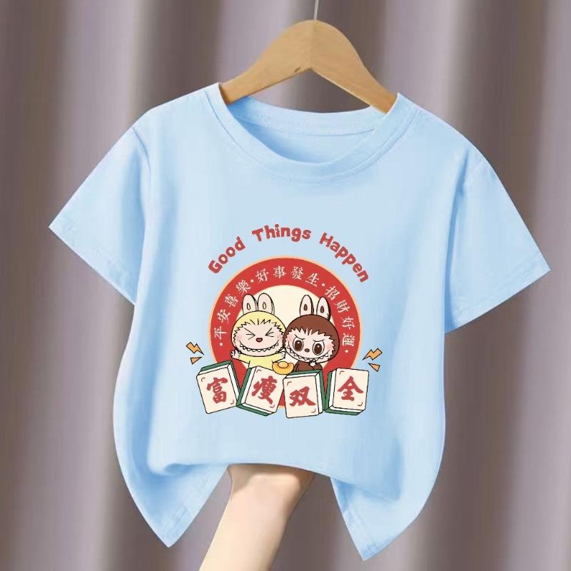 Monster Elf Cartoon Graphic Kids Adult Labubu Printed T-shirt Summer Casual Women's Clothing Loose Girl Short Sleeve Tees Top