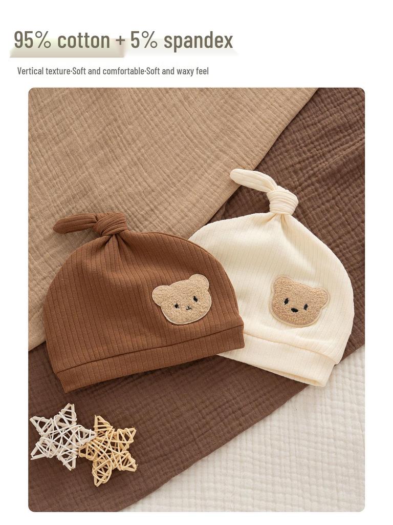 Unisex Yenidoğan Bebek Şapkası, 0-3 Ay, Saf Pamuk, Yumuşak, Çift Katmanlı, Sonbahar/Kış için İdeal