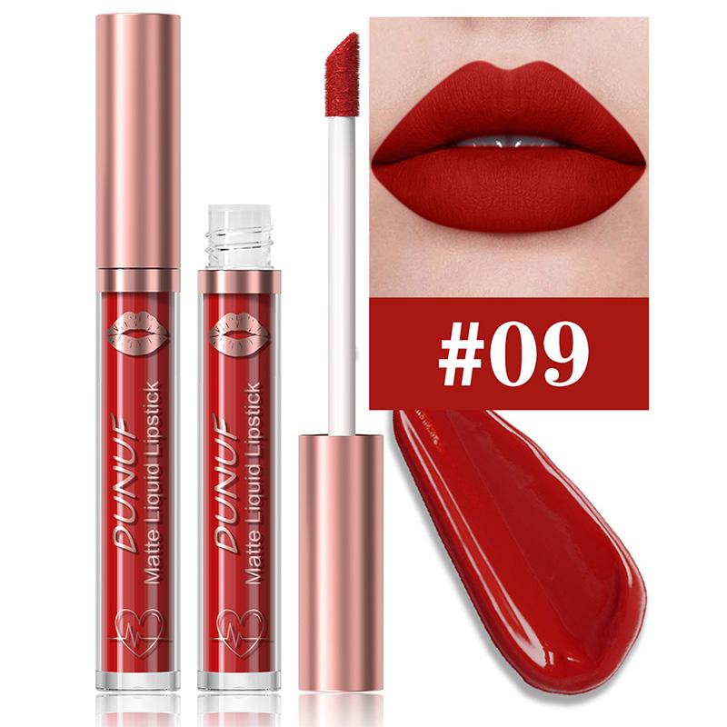 DUNUF 18 Farben Mattes Samt-Lippenstift Wasserdicht Langanhaltend Nude Matt Lipgloss Klar Feuchtigkeitsspendendes Lippenöl für Damen Make-up