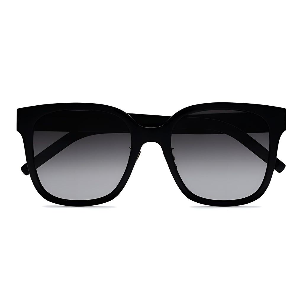 Saint Laurent Irregular Frame Sunglasses With Gold Ysl Logo Women Sunglasses Black 736455Y99561014