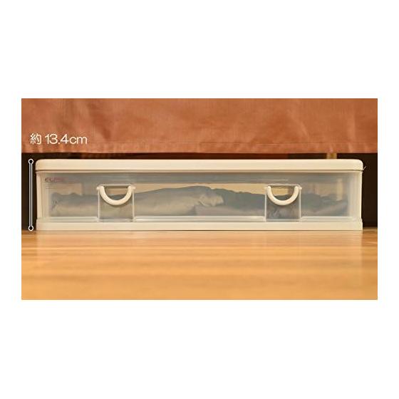 Sanko Plastic Clothes Storage Thin Wide Elpis Width 61 X Depth 40.3 X Height 13.4cm Soft Beige