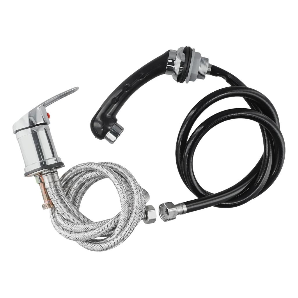 Chrome Single Handle Hand Shower With Hose Hairdressing Complete Chrome Fitting Fabric Hose Generous Hose Length