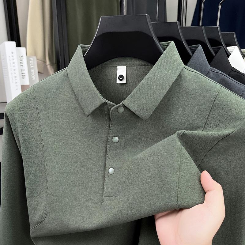 

Men s Quick-Dry Long-Sleeve Polo Shirt - Breathable, Solid Color, Casual Business Lapel Fashion. XL - 190 зелений