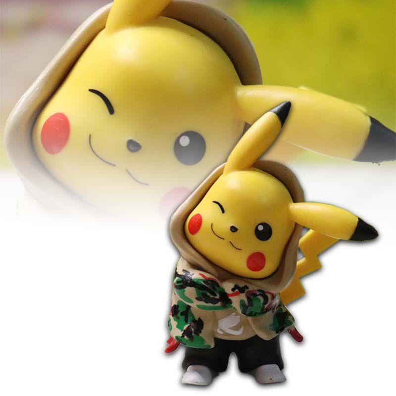 Anime Go Pikachu Denim Clothes Action Figure Cosplay Pocket Decoration