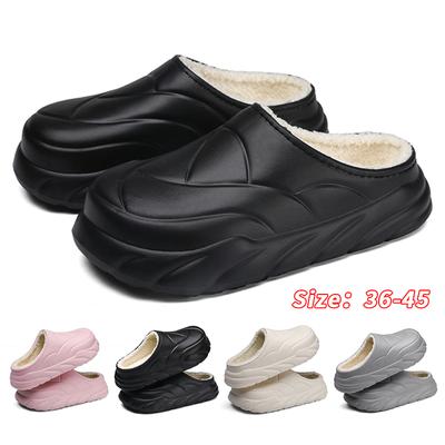 Warm Winter Cotton Shoes Women Warm Fur Home Slippers EVA Non-Slip Plush Slippers Indoor Couple Thick Sole Footwear Slides