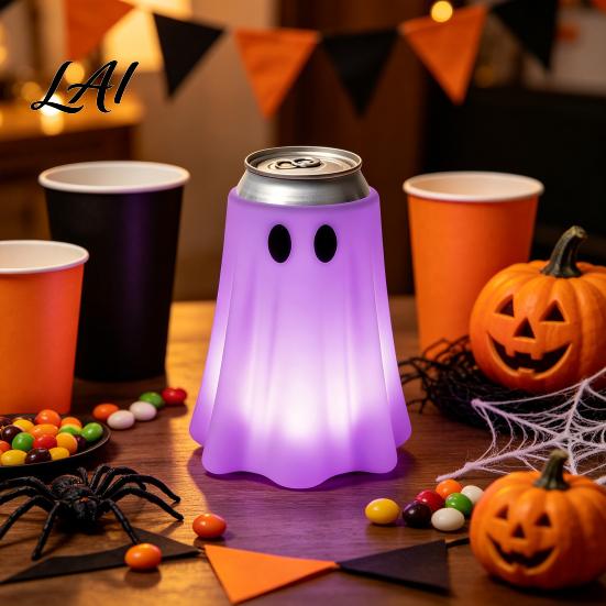 PLA Material Can Sleeve 3D Printed Halloween Ghost Holder Glow‑in‑the‑Dark Soda Beverage Party Supply for Cup Cover Cute Tabletop Decor
