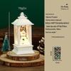 Christmas LED Snow Globe Lantern with Santa and Snowman Décor, Candlestick Night Light Ornaments.
