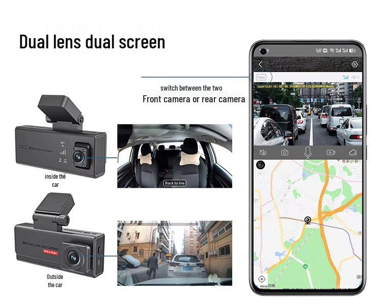 4G Dual Lens Dash Cam with Radar Sensing, GPS, and Remote Monitoring