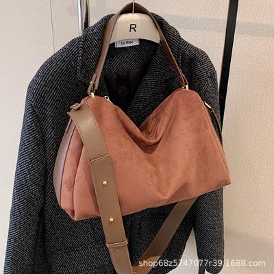 PU Suede Tote Bag Women's 2025 Spring Lazy Style One-shoulder Armpit Bag European and American Retro Commuter Crossbody Bag