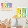 Home Decor Happy Easter Colorful Bunny Wooden Sign Creative Decorative Plaque