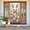 Easter Celebration Banner White Bunny Happy Easter Banner Floral Easter Backdrop Egg Patterns Spring Floral Background For Kids