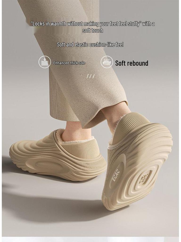 Men's Cartoon Cotton Slippers: Winter Indoor Non-Slip, Waterproof, Warm, Closed-Heel with Thick Sole for Couples
