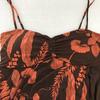 Made In USA Botanical Print Camisole Dress Size S Brown Orange Tube Top Vintage(USED)