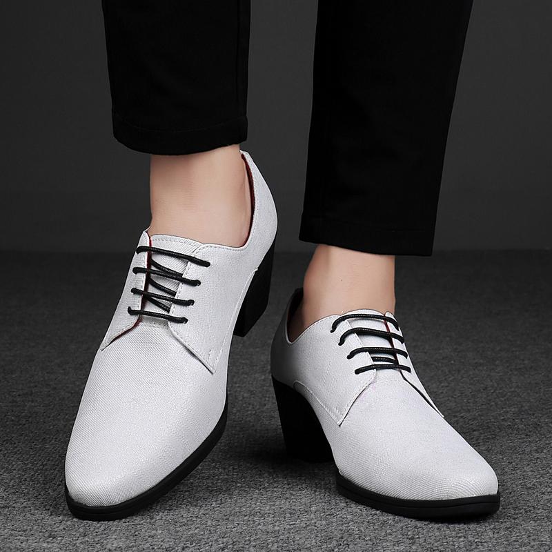 Men High Heels Silver Derby Purple Wedding Dress Dance Business White Elevator Shoes Height Increase Gold Tuxedo Shoes Plus Size