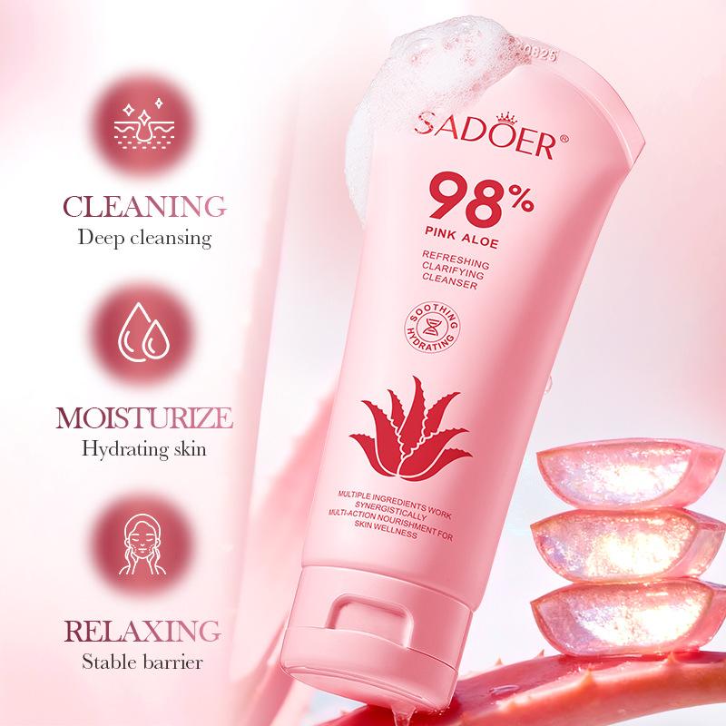 Pink Aloe Vera Cleanser 100g Facial Hydrating Moisturizing Facial Cleanser Skin Care Products