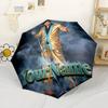 Elvis Customize Text Umbrella Compact Travel Automatic Umbrella Folding Umbrella with 8 Ribs Sturdy Construction for Outdoor Daily Use