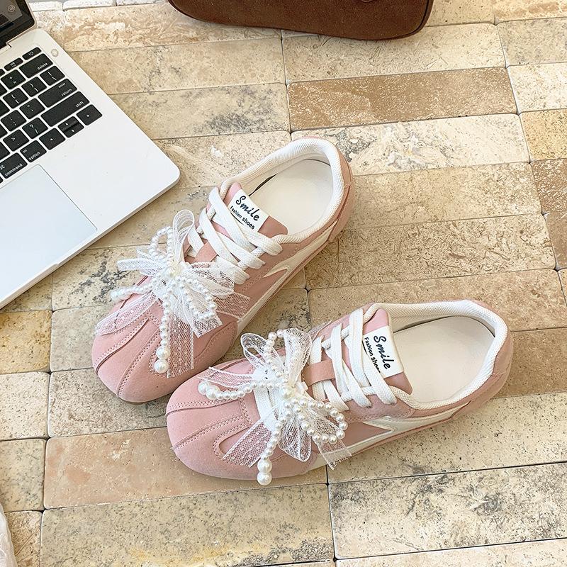 

Легкие и универсальные туфли Dexun в стиле ретро, подходящие по цвету, женские, новинка 2025 года, модные повседневные спортивные туфли на шнуровке 40 розовый