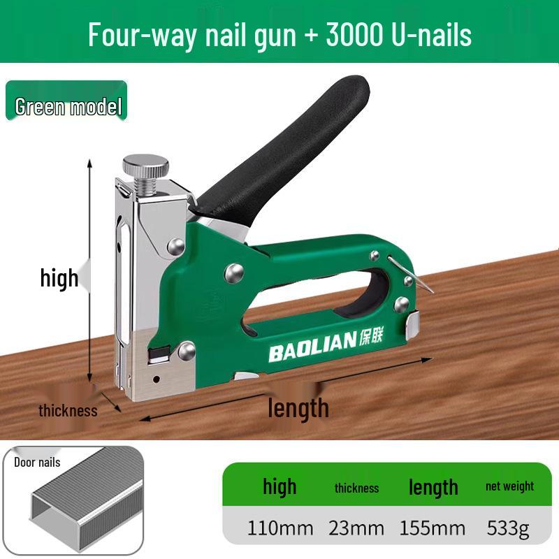 Manual Pneumatic Nail Gun: Brad Nailer, Steel Nailer, U-Shaped & Straight Nails for Wire Trough and Woodworking.