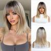 Wig full head cover women's high-level clavicle hair simulation repair age reduction natural straight hair Europe and the United States