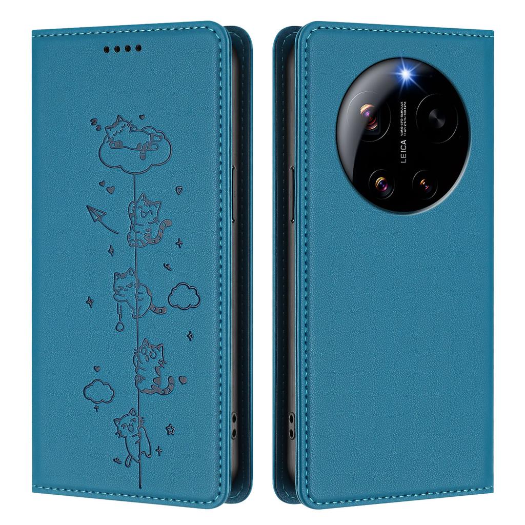 For Xiaomi 17 Ultra 5G Case RFID Blocking Wallet Stand Imprinted Cat Pattern Leather Phone Cover