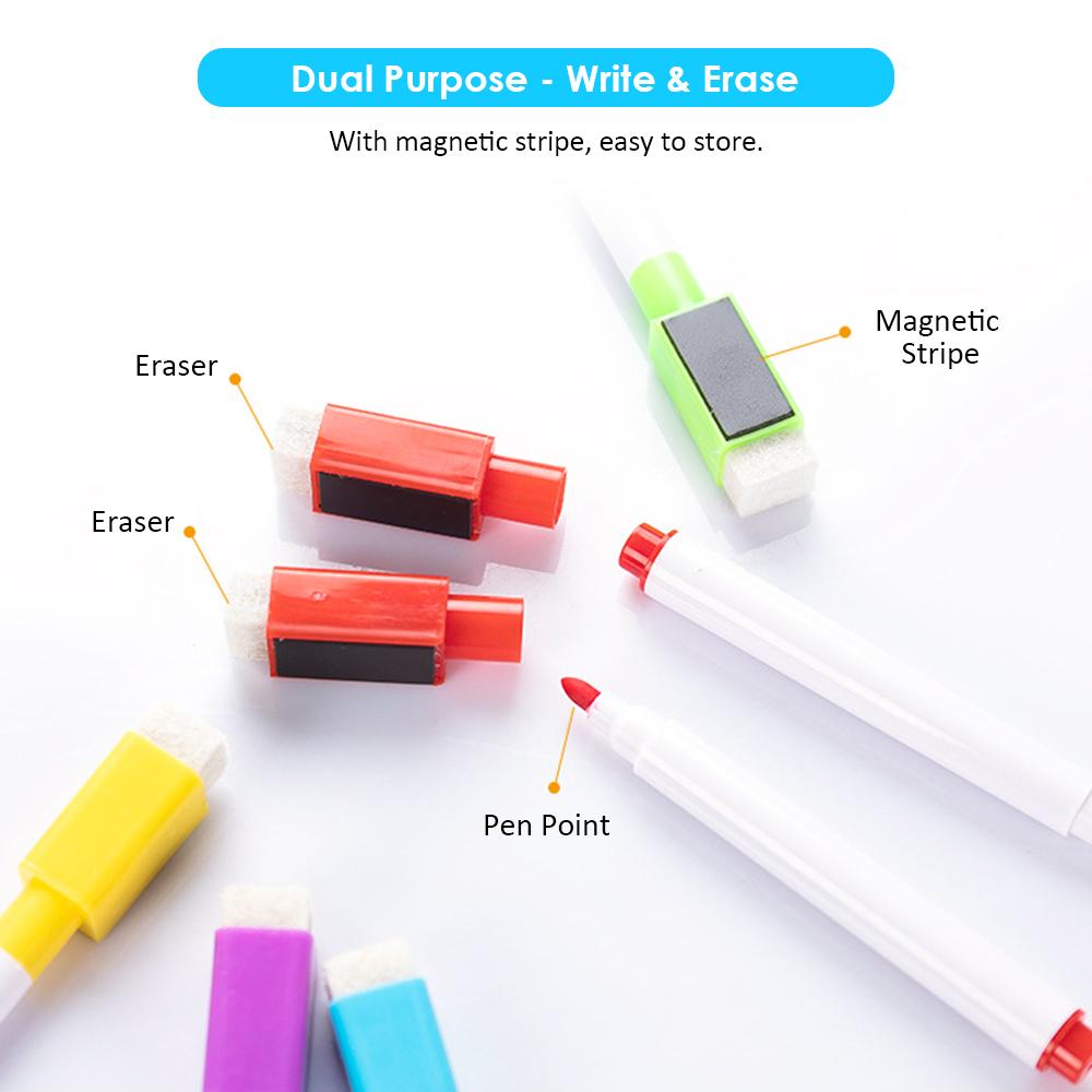 Whiteboard Pens, 8 Pieces Whiteboard Markers, Erasable Whiteboard Markers with Magnetic Design for Home, School and   Use