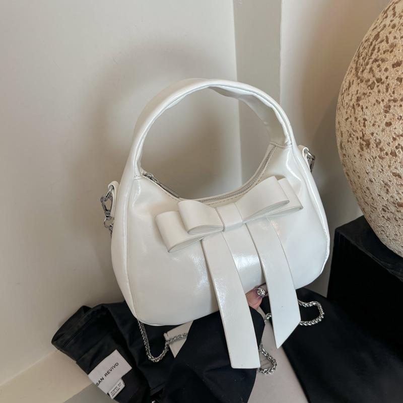 Small Bag Bow Shoulder Bag Women's Underarm Bag PU Crossbody Bag