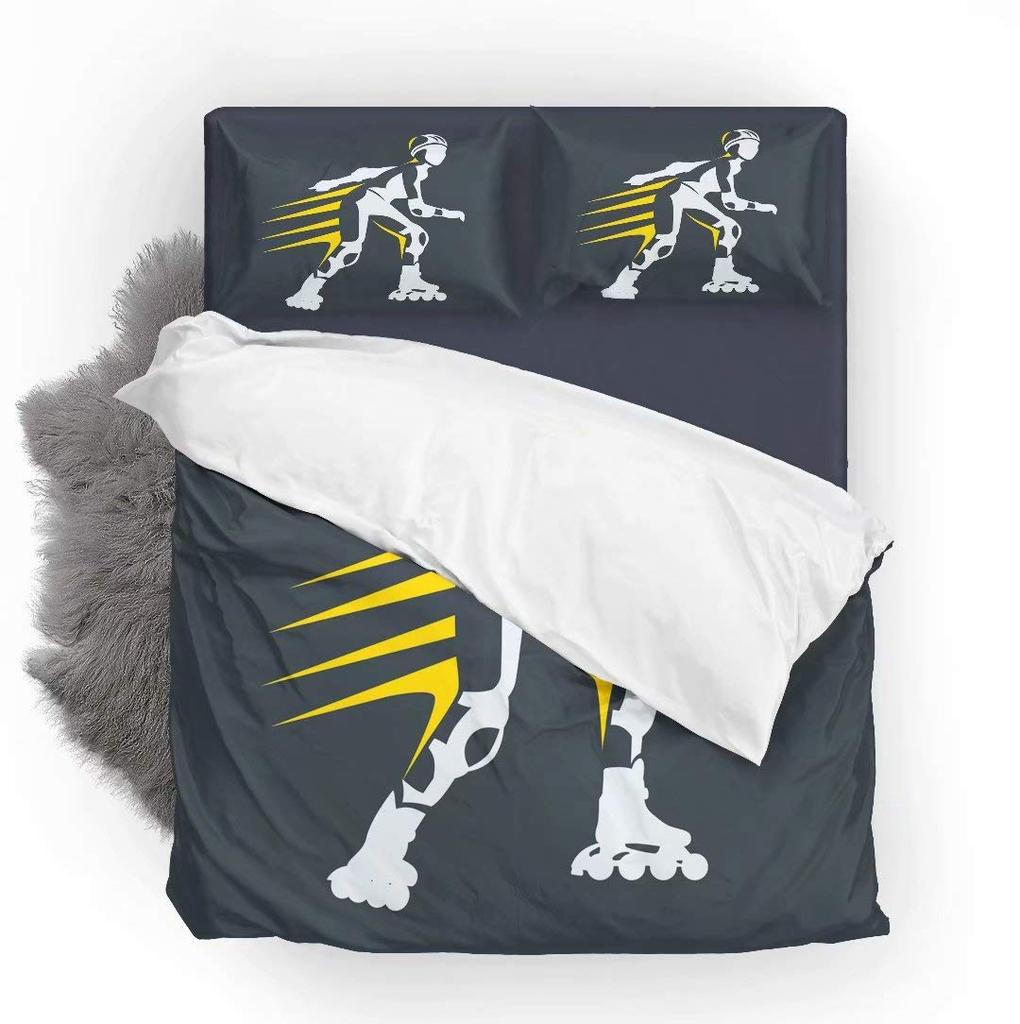 Roller Skates Duvet Cover Set For Kids Teens Boys Girls Lightweight Bedspread Cover Bedroom Decor Winter Sports Game Bedding Set