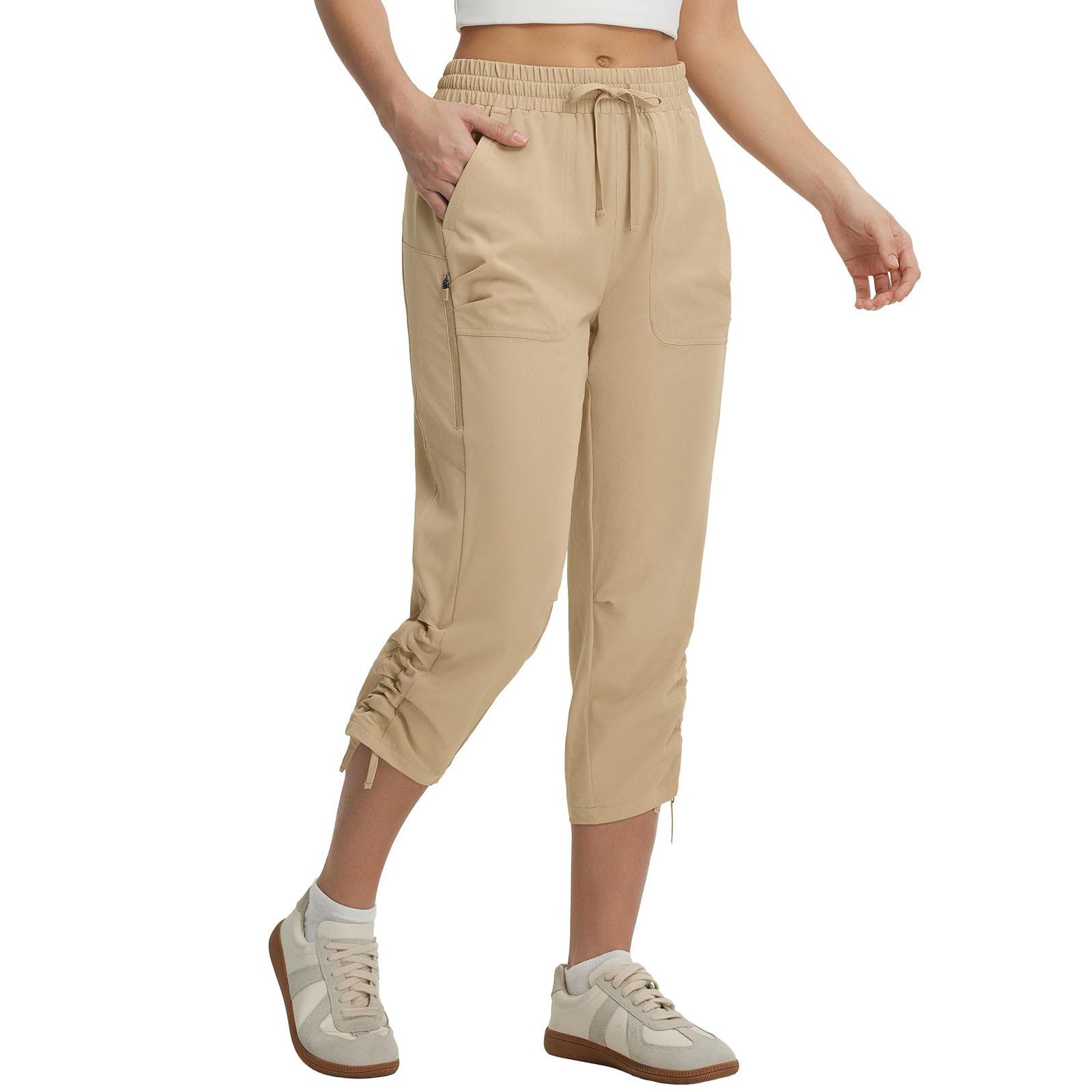 Women s Casual And Fashionable Color Loose Pants With Pocketes S хаки