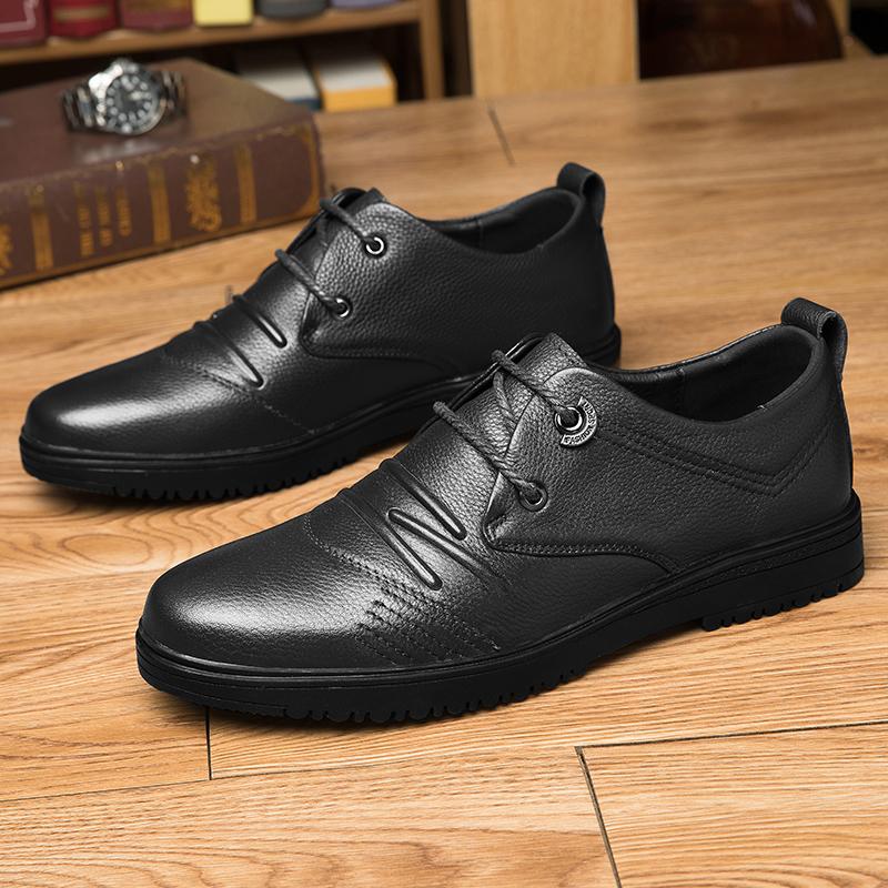 Hot Sale Men Genuine Leather New Business Shoes38-48 Soft Anti-slip Rubber Office Loafers Man Casual Leather Business Soft Shoes