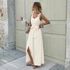 Strapless Long Dress, New Summer Floral Lace-wrapped Fitted Halter-line Slit Dress for Women