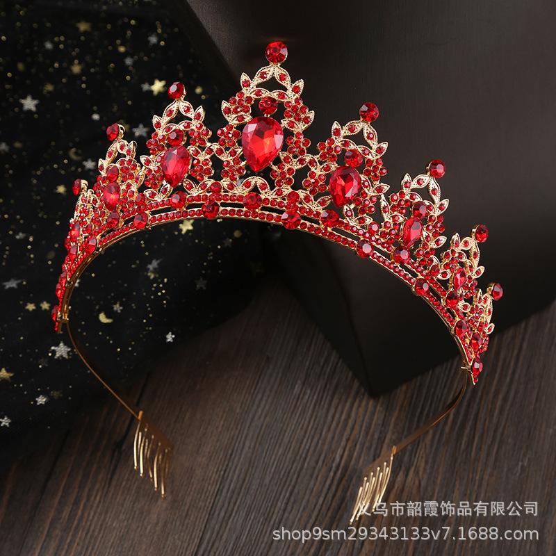 Bridal Crown Metal Rhinestone Crown Cross-Border Birthday Party Headdress New Headband
