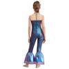Girls Mermaid Cosplay Costume Sleeveless Flared Jumpsuit Fish Scales Design Halloween Party Outfit