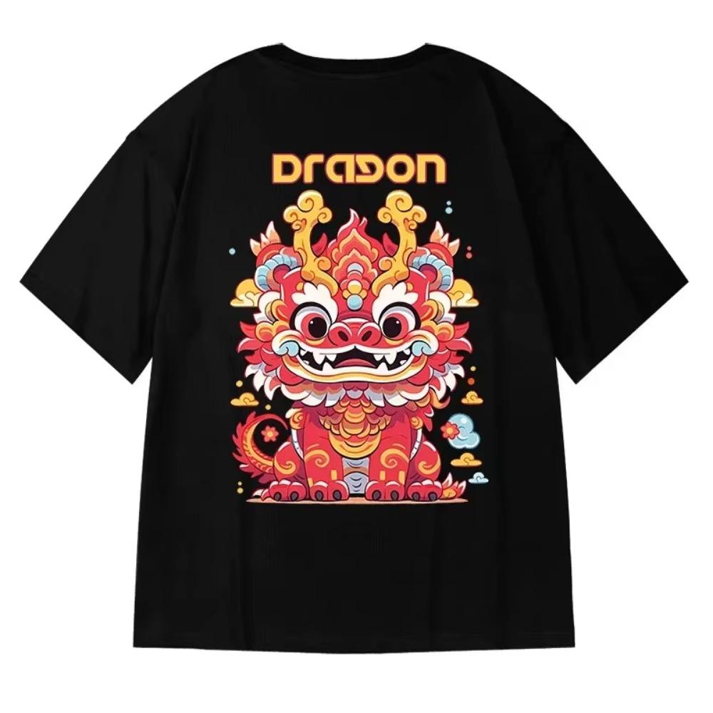 Summer Anime Dragon Graphic Print T-Shirts For Men Breathable Hip Hop T Shirts 2025 Oversized Clothing Y2K O-Neck Tees