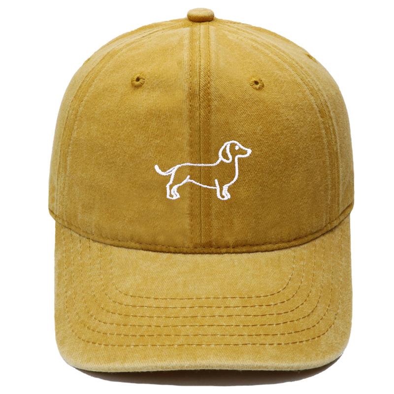 New cartoon cute puppy embroidered baseball cap washed retro simple men's and women's casual versatile sunshade cap