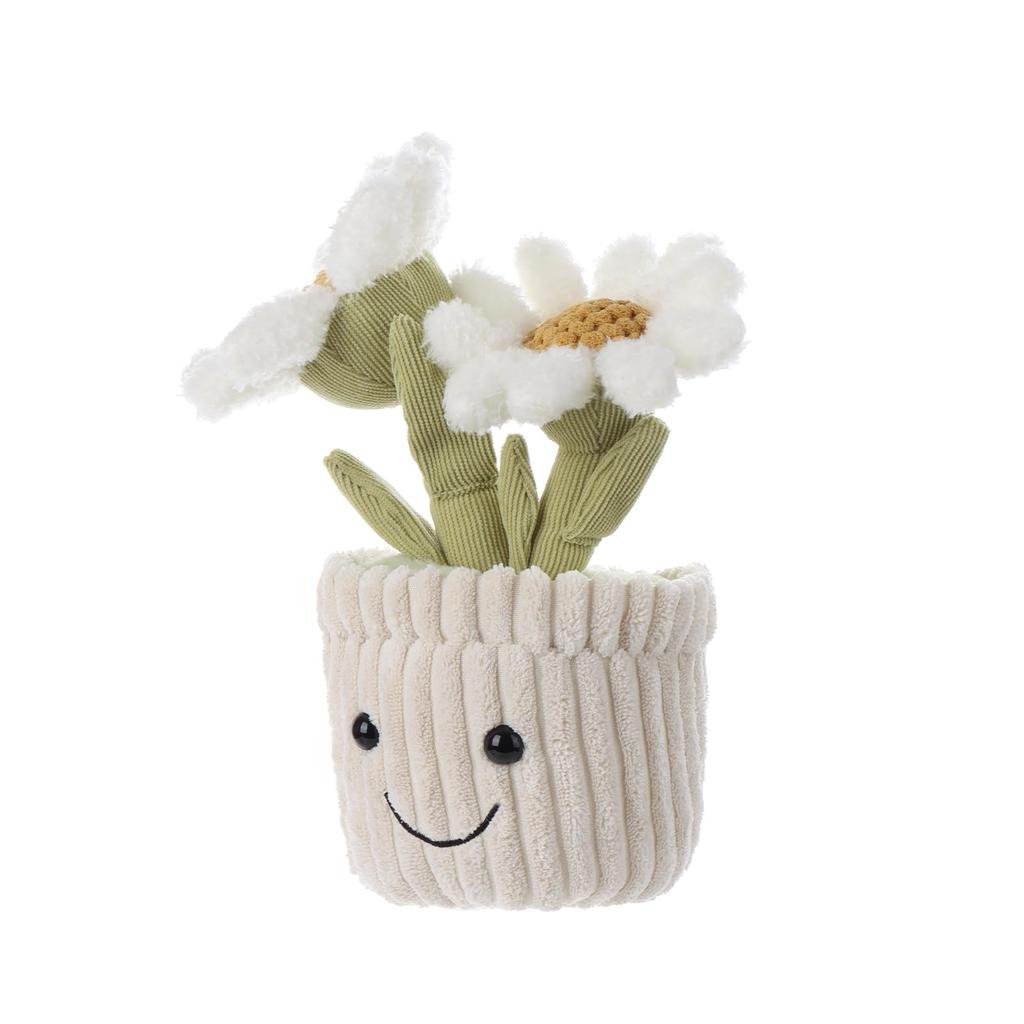 Apricot Lamb Potted Daisy Plush Toy for Kids, Soft and Cute Fluffy Potted Daisy for Girls and Boys, 25cm