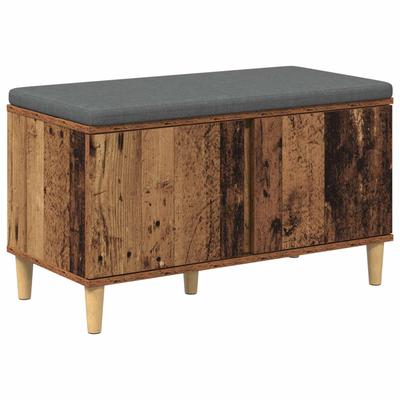 Hall Bench with Cushion and Storage Reclaimed Wood Look 80 X 38 X 46 Cm