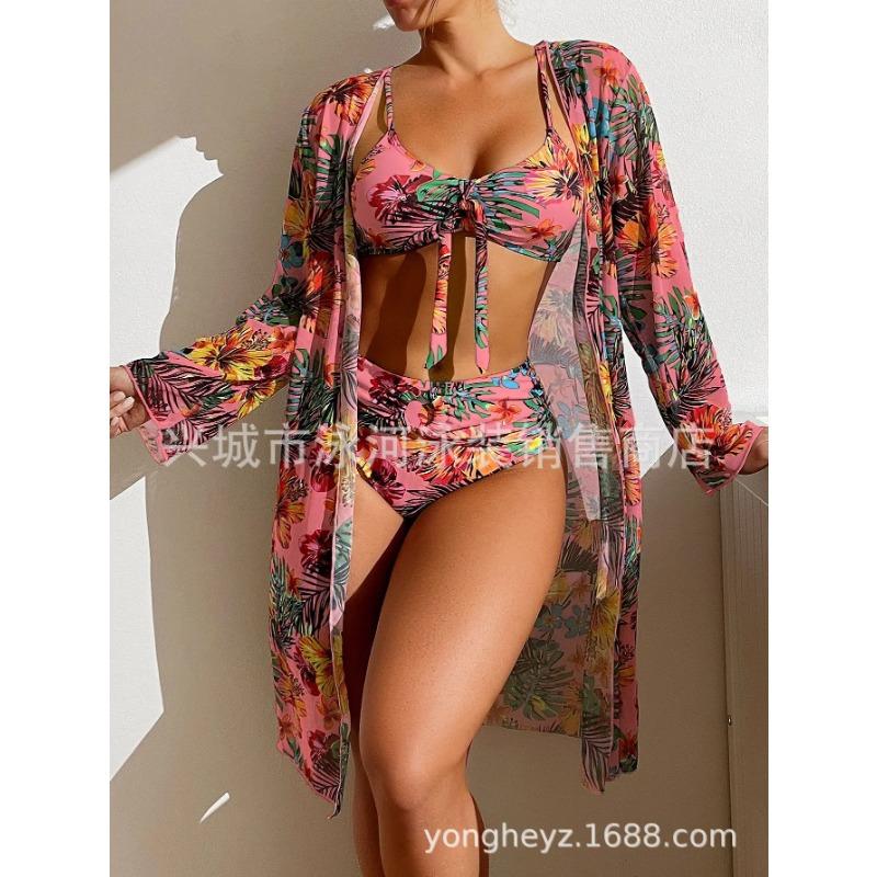 Böhmischer Druck Sexy Damen Strand-Bikinis Dreiteiliges Bikini-Set Cover-up Bademode High-Waisted Bikini-Set Damen Badeanzug 2025